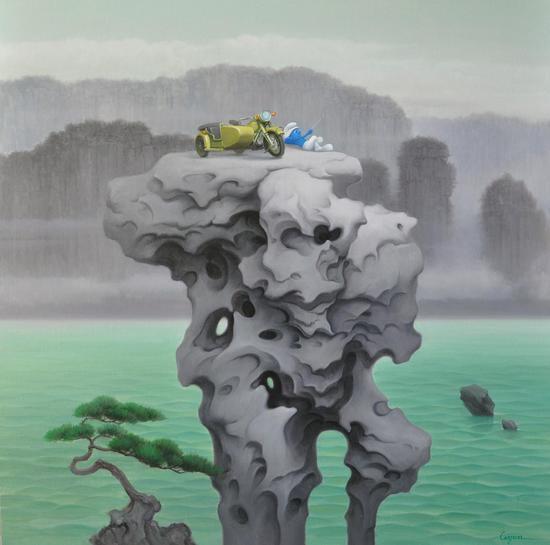 我的山水—自拍系列1 90x90cm 布面油彩 2016