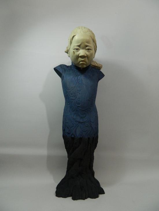 蒋龙 恋,106×35×30,椴木,2015