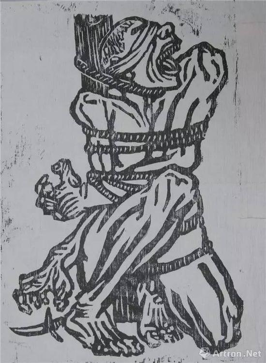 李桦《怒吼吧,中国!》版画 20x15cm 1935年 华茂美术馆藏