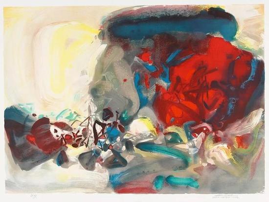 西泠网拍八月夏季大拍 朱德群(1920-2014)喜相逢 纸本石版画
