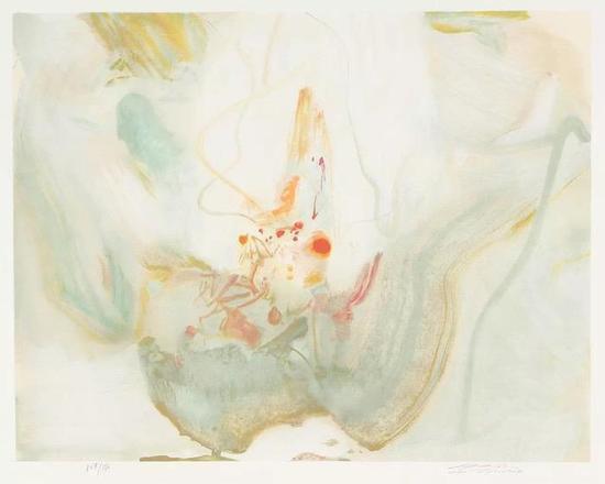 西泠网拍八月夏季大拍 朱德群(1920-2014)明媚 纸本石版画