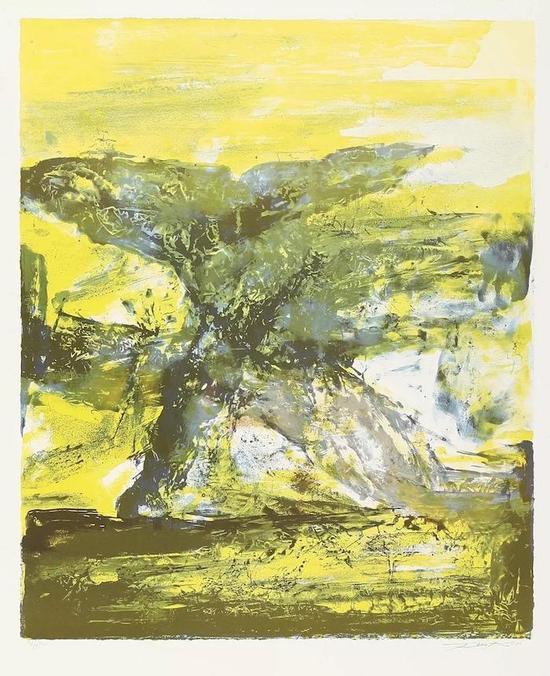 西泠网拍八月夏季大拍 赵无极(1921-2013)无题 纸本石版画