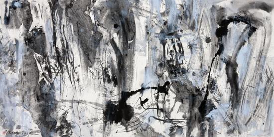 《蓝梦3号》2015年 w137.1x69.3cm 水墨 丙烯