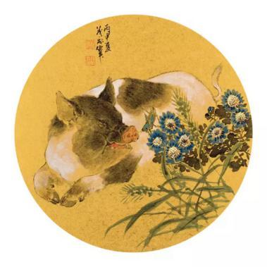 王茂飞 赏花图 镜片 设色纸本 68×136cm