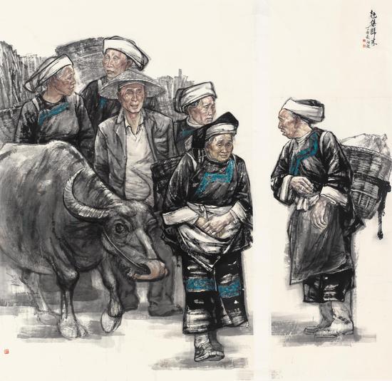 魏丙欣 《赶集归来》 197×191cm