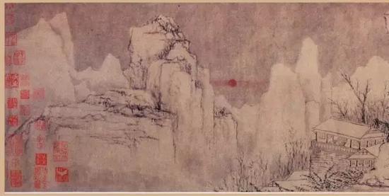 黄公望《快雪时晴图》(局部),纸本设色,元代,北京故宫博物院藏