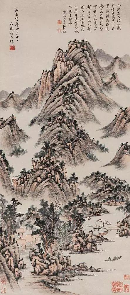 黄公望《陡壑密林》,元代