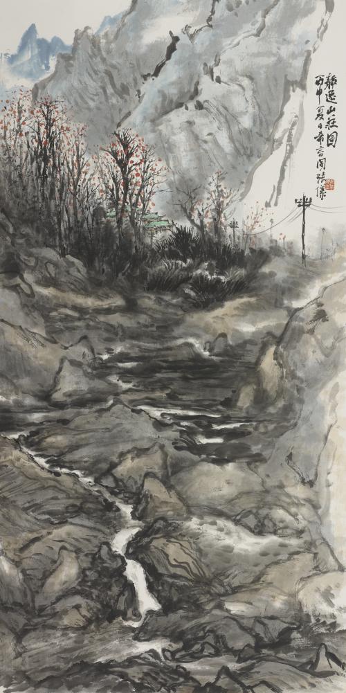 张仪 《静逸山庄图》 136cmx68cm 2016年