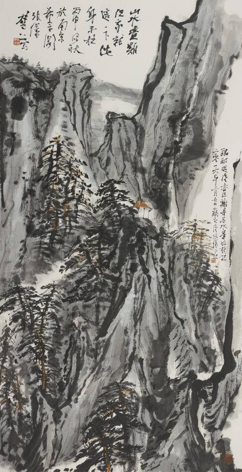 张仪 《酩酊过后书法难,丹青水墨始枉然》 136cmx68cm 2016年