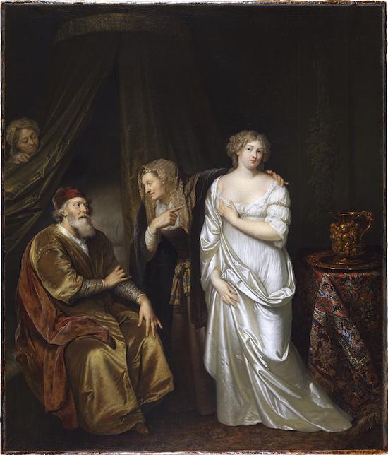 《萨拉引夏甲见亚伯拉罕》(Sarah Leading Hagar to Abraham),卡斯帕·奈切(Casper Netscher),莱顿收藏