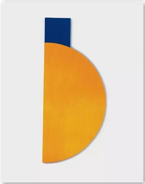 《淡黄与蓝》(Yell ow Relief with Blue),1991年,304.8*132.1*6.7cm,2节连接面板,布面油画