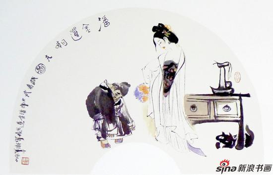 赵仁年作品-潘金莲嘲夫图 40x60cm