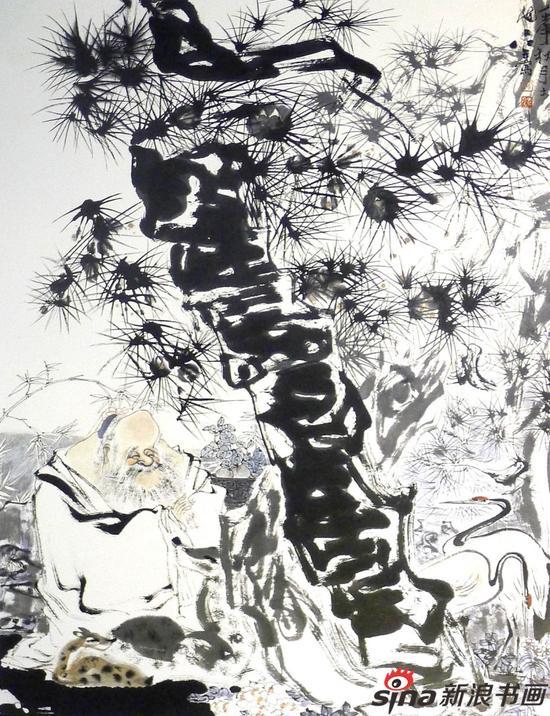 赵仁年作品-南极寿翁 80x60cm