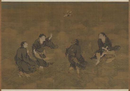 明·商喜《四仙拱寿图》轴