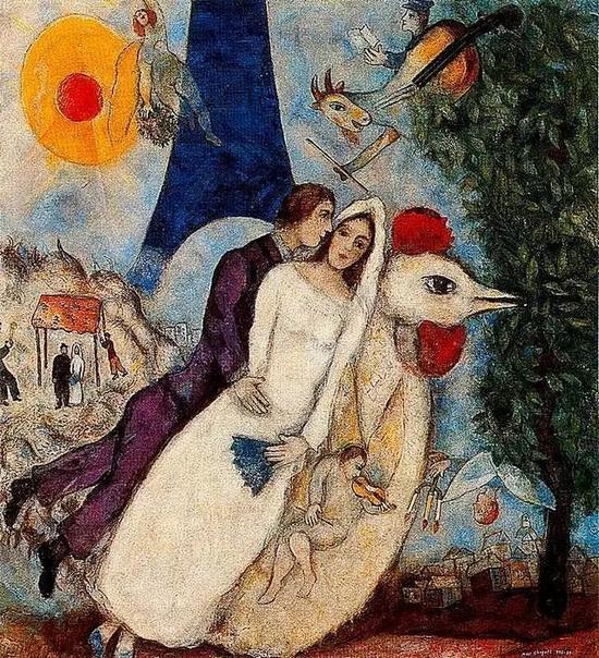 Marc Chagall - 埃菲尔铁塔下的订婚