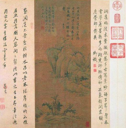 赵孟頫《洞庭东山图》,绢本设色,60.8x26.6。上海博物馆藏