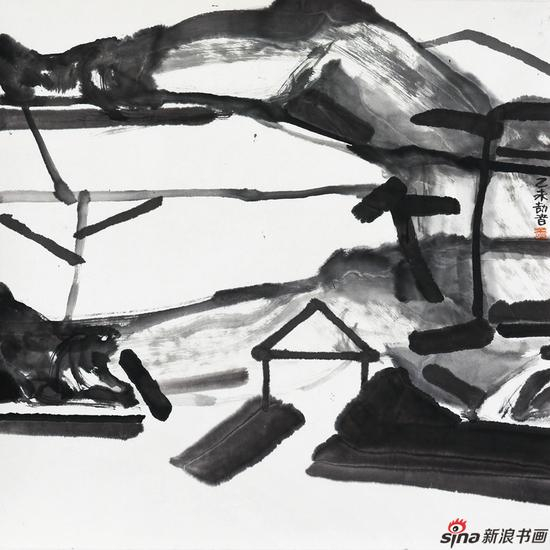 王劼音作品-共享山水系列四 68x68cm 2017