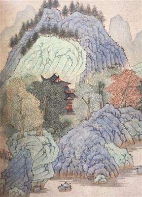 图5 钱选山水 也是青绿厚彩