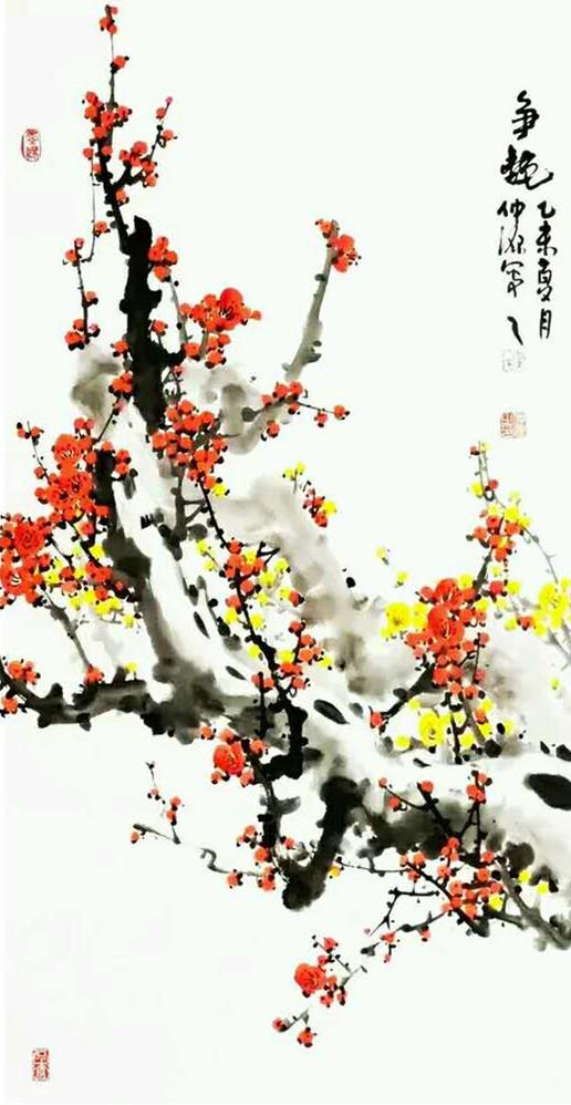 北京京华阁书画院送拍 李仲源《争艳》