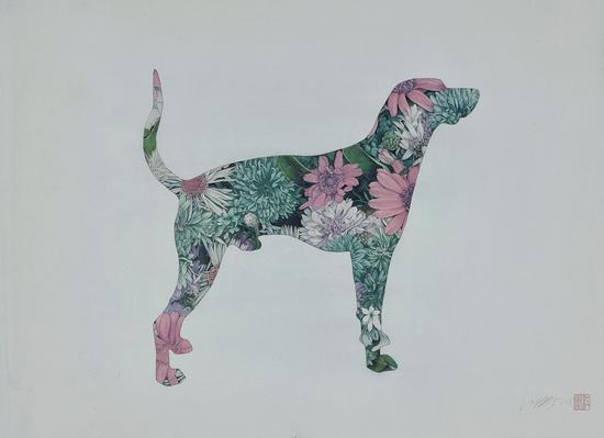 《十二生肖NO.11》80x60cm 工笔重彩 2013年 江衡
