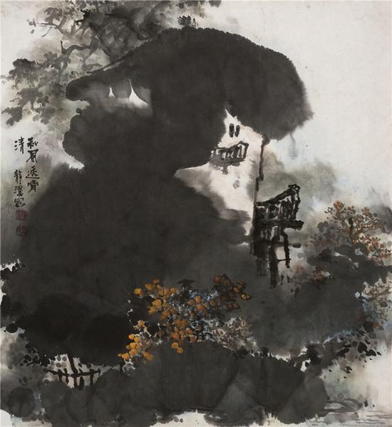 吕静溪《秋风透骨清》70.5×64cm 纸本水墨 2008