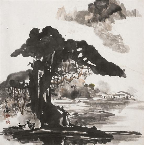 吕静溪 《古榕小品》 69.5×69cm 纸本水墨 2017