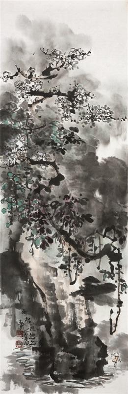 吕静溪《曲径通幽处》106.5×35cm 纸本水墨 2017