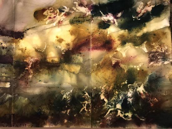 《绘画的精神》,细节,2017年。火药、帆布, 300x1800cm 蔡工作室提供