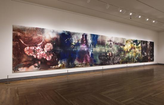 火药画《绘画的精神》于西班牙普拉多美术馆展览现场,马德里,2017年。蔡文悠摄,蔡工作室提供