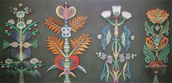 《四季花》 陶瓷壁画 240cm×120cm 祝大年 1989年