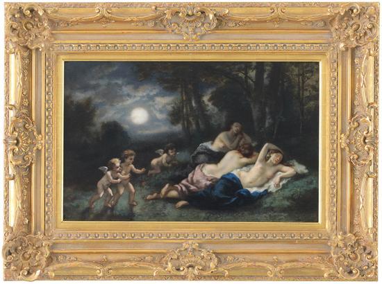 纳西斯。迪亚兹。德拉潘那,夜,入睡的女神,1851,板面油画,37.5 x 59.4厘米