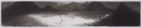 沈勤《田》,纸本水墨,33×178cm,2017年
