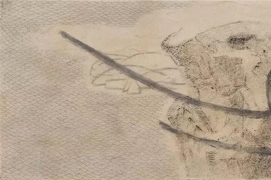 隐山集-八月二十(局部) 48x360cm 布面综合材料 2017