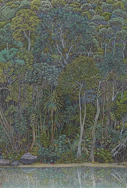 《原始森林》工笔重彩 125cmx85cm 祝大年 80年代