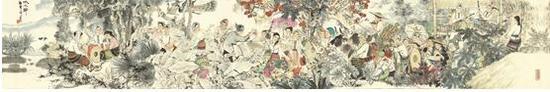 刘旦宅 《泼水节》 水墨设色纸本,1973年,30 x 178.5 厘米