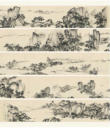 溥儒 《江山无尽》 水墨纸本,年份不详,48.5 x 1188.7 厘米