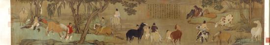 图2 赵孟頫,《浴马图》卷,局部,元,28.5×154厘米,北京故宫藏