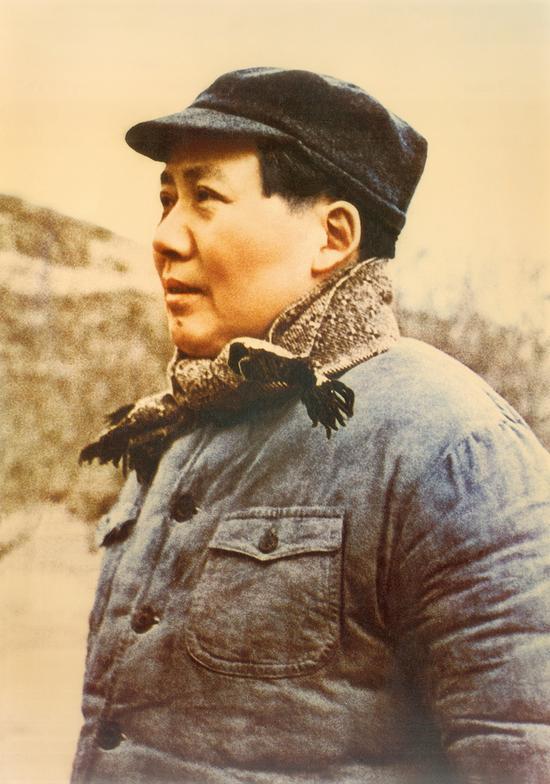 程默,毛主席在延安,48x32cm,彩色转印,1945