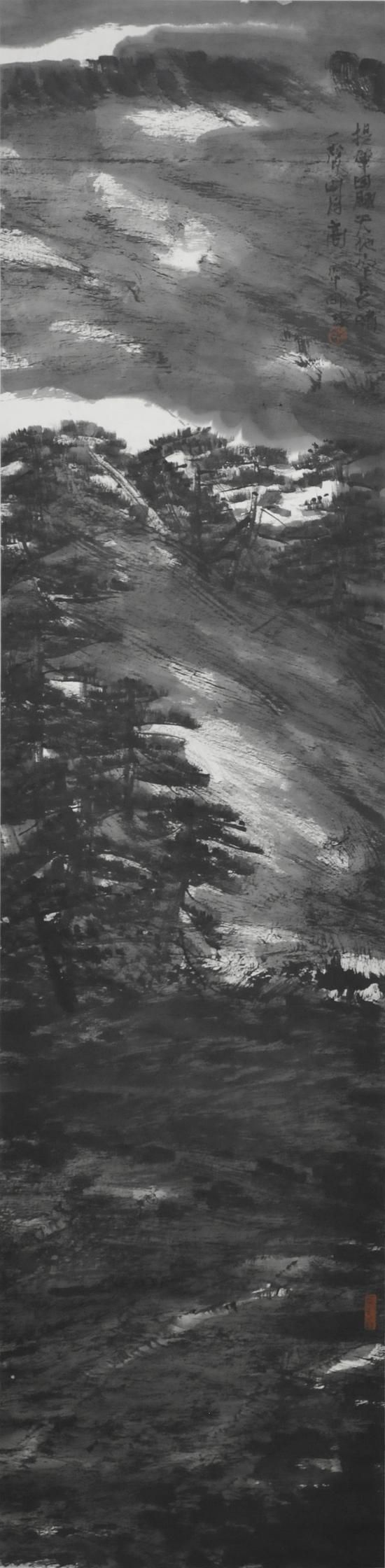 提笔四顾天地窄 长啸一声山月高 34×137cm 水墨 2016年