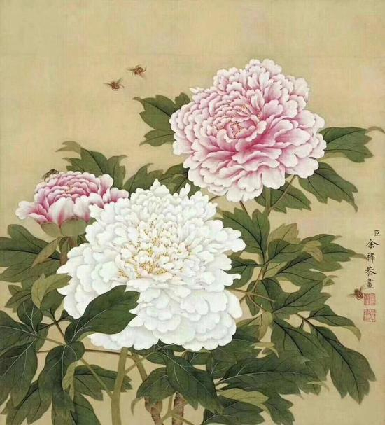 清·余稚 花鸟图·富贵