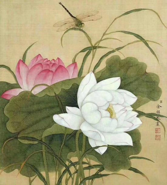 清·余稚 花鸟图·清韵