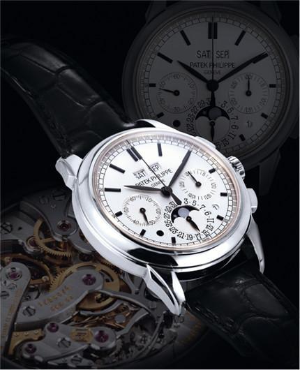 拍品编号2276 PATEK PHILIPPE 百达翡丽5270G型号精美罕有18K白金万年历计时配备月相及昼夜显示功能腕表