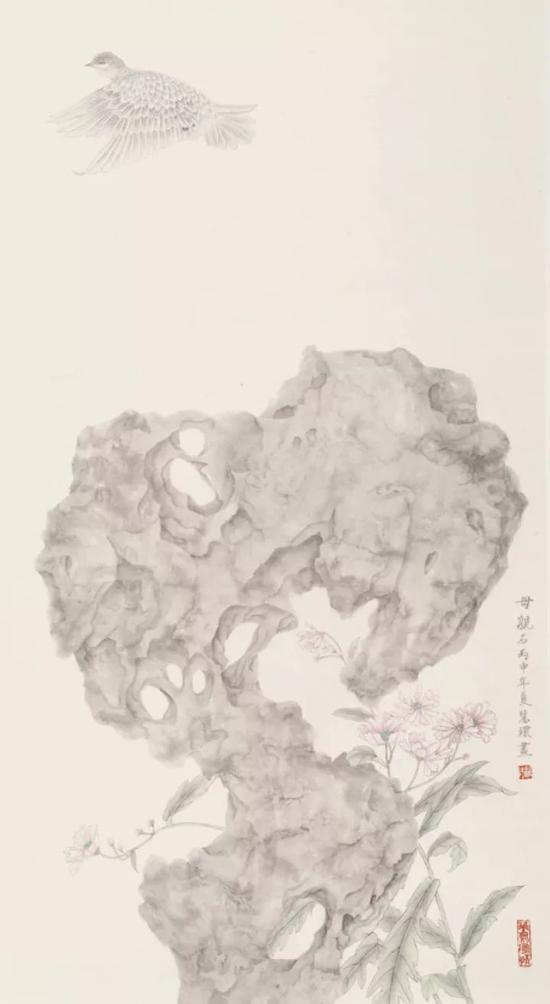 画家欧阳慧环为衡阳响钟山泼墨