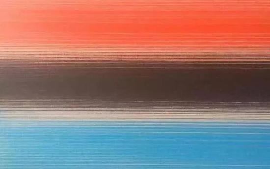 色变 5 (局部) 布面弹线油彩 70 x 490 cm2015