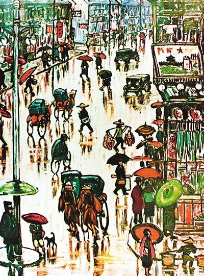 《杭州之雨》 油画 王子云