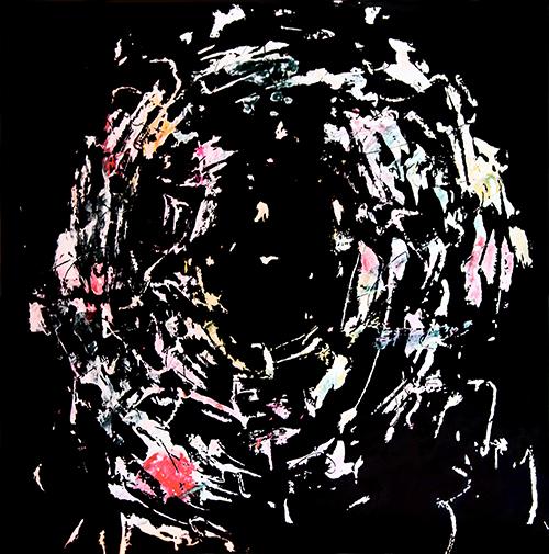 倪卫华作品 追痕-环形体(二) 丙烯及综合材料于纸本 79x79cm 1992、2017