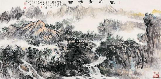 《春山泉涌图》248x129cm 2018