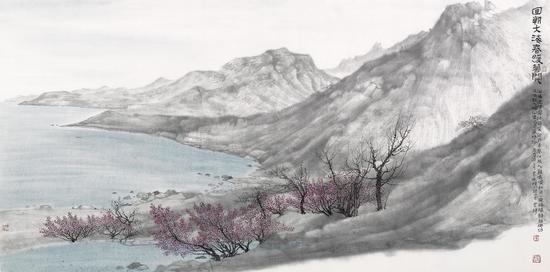 亓文平 《春暖花开》 70x138cm 纸本水墨 2017年
