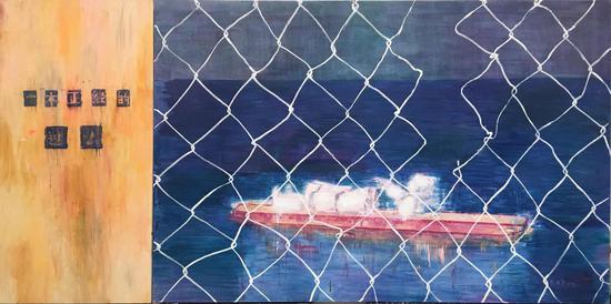 张春华,剧照1,布面油画,200 x 400 cm,2018