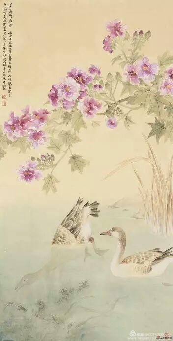 《芙蓉双雁图》 130cm×66cm 于国成